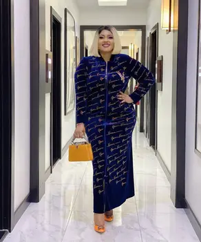 Velvet Afriky Šaty Pre Ženy 2021 Jar Jeseň Afrike Oblečenie Moslimských Dlho Maxi Šaty Kvalitné Módne Šaty Lady