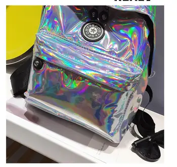 Nové hologram sladké strieborné laser batoh holografické taška dievčatá mochila feminino školy kožené malý batoh preppy štýl