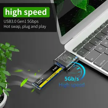 M2 SSD Prípade M. 2 USB 3.0 Gen 1 5Gbps Vysokú rýchlosť SSD Kryt Pre SATA M. 2 Pre NGFF SSD 2242 2260 2280 Karty Adaptéra