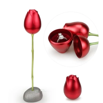 2021 Nové Romantické Ruže Krúžok Návrh Box Prekvapenie Červené Ruže Kvet Šperky, Svadobné Box
