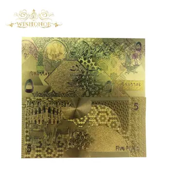 1 sada Hot Predaj Za Pekné Katar Bankovky 1 5 10 50 100 500 Riyals Bankoviek v 24k Gold Falošné Papierové Peniaze Na Darček