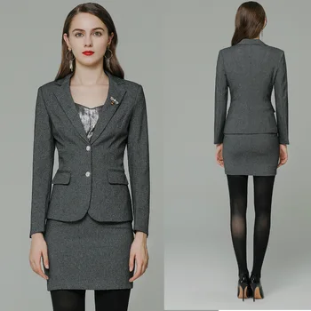 Ženy z úradu práce, oblečenie profesionálne žien obleku s sukne a bunda, kabát ol štýl jeseň zimný kabát gre
