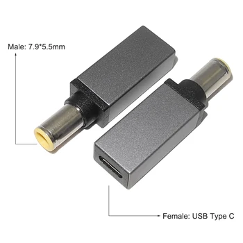 USB-Typ C C samíc 7.9*5,5 mm Muž PD Dc Napájací Adaptér pre Nabíjačku Converter pre Lenovo R61 T410 T420S T400 T430 Notebook