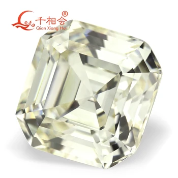 IJ žlto bielej farby, tvaru asscher princess-cut pre cubic zirconia voľné CZ kameň vyrobený Qianxiang Hui 10pcs za taška