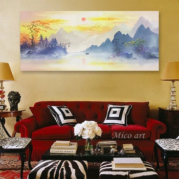 Čínsky Štýl, Vonkajší Krajiny Olejomaľba Ručne Maľované Moderná Obývacia Izba Dekor Abstraktné Atrament Maliarske Plátno Na Stenu Umenie