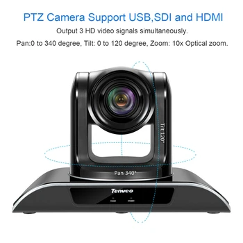 Tenveo 2MP VHD10N 10X Zoom SDI Kamery 1080P PTZ HDMI Video Konferencie Kamera, 3G-SDI pre Projektor Multimediálne Vysielanie