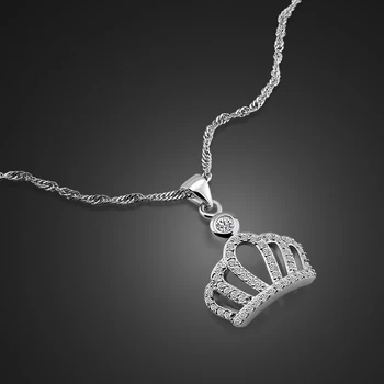 Nové Módne Ušľachtilý Koruny Choker Príveskom Elegantné Pevné 925 Sterling Silver 116-188 cm Náhrdelník Šperky Pre ženy