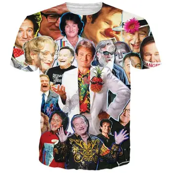 Všetky hviezdy Koláž Fashion T-Shirt 3D celého Vytlačené Robin Williams / Jaden Smith Paparazzi T-Tričko Unisex Harajuku letné topy