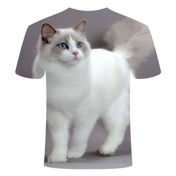 2020 Unisex Ženy Vtipné Tričko Mačka 3D Tlač Lete Bežné Biela mačka Tshirt O Krk Krátky Rukáv T-Košele, Topy Ženy Oblečenie