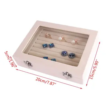 7 Farebných Stúh Sklo Prsteň Náušnice Šperky Zobraziť Organizátor Box Držiak Úložný Box