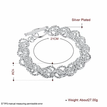 DOTEFFIL 925 Sterling Silver Vody Vlna Kruhu Reťazca Náramok Pre Ženy Čaro Svadby, Zasnúbenie Fashion Party Šperky