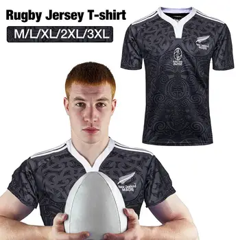 Nový Zéland 100 Výročie Pamätnej Rugby Športové tričko Vysokej hustoty Tlače Na Rebrovaný Golier S Elastické Manžiet S-3XL