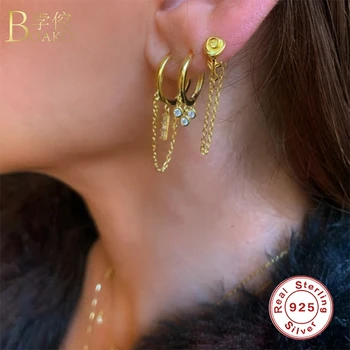 BOAKO 925 Sterling Silver Šperky Pre Ženy 2021 Pendiente Piercing Ohrringe CZ Gold Earing Luxusne Jemné Šperky Náušnice Huggie
