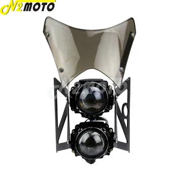 Motocykel E4 E-Známky Svetlometu Twin Head Light Dymové Čelné sklo Projektor pre Honda, Yamaha, Suzuki Kawasaki Dual Sport Dirt Bike
