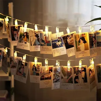 1,5 M 3M 6M Karty Foto Klip LED Reťazec Christmas Light Svadobné Party Ramadánu Klipy Víla Svetlo Spálňa DIY Karty Klipy Svetlo