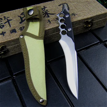 EVERRICH Vonkajšie jungle rovný nôž populárne rovný nôž ostrý lovecký nôž kemp v blízkosti obrany potrebné nôž + rukáv