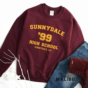 Sunnydale 99 High School Tv Relácie Crewneck Grafické Mikiny Ženy Dlhý Rukáv Topy Čierna Farba, Bavlna Jumper Pulóvre Tričko
