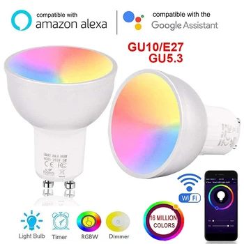 2019 Wifi Smart LED Žiarovka GU10/GU5.3/E27 APLIKÁCIU Diaľkové Ovládanie Stmievateľné Prepínač Kompatibilný s Amazon Alexa/Asistent Google