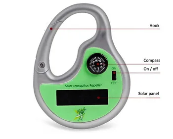 Prenosný Solárny Sonic Komár Hmyzu Repeller s Kompasom Vonkajšie Športové potreby na Kempovanie Turistika Príslušenstvo
