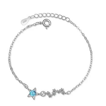 2020 Nové Opal Blue Crystal Star Kúzlo Náramok Pre Ženy, Deti 925 Silver Nastaviteľné Náramok DIY Ručne vyrábané Šperky Darček