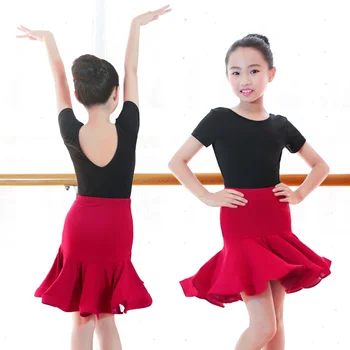 Nové Deti Latinskej Ballroom Dance Šaty Dievčatá Výkon Latinskej Vyhovovali Deti Tanec Top A Sukňu Sady Latin Súťaže Kostýmy