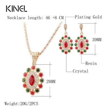 Teplá 2017 Indické Šperky Set Red Crystal Náhrdelník A Náušnice Pre Ženy Farbu Zlata 2ks/Nastaví Vintage Šperky