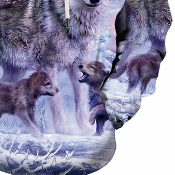 2021 hoodie Mužov Wolf 3D Tlač Dlhý Rukáv Mužov Hoodie Šnúrkou Mikina s Kapucňou Pulóver s Kapucňou, mikina Мужские толстовки