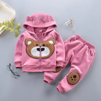 BibiCola 2020 Nové Jeseň Zima, Baby, Dievčatá, chlapcov Deti Teplé Oblečenie Set sa Cartoon Hrubá Mikina +nohavice 2 ks Dievča Oblečenie Set