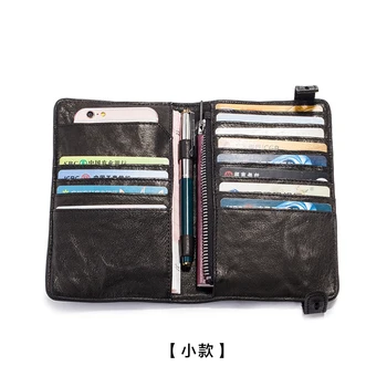 Retro Mobile Phone Bag pánske Peňaženky Dokument Pas Taška na Cestovanie Multi-card Ovčej listových kabeliek, Peňaženiek Dlho pravej Kože