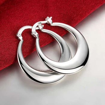 925 Sterling Silver U Tvarované Hoop Náušnice Pre Ženy, Módne Šperky, Svadobné Doplnky