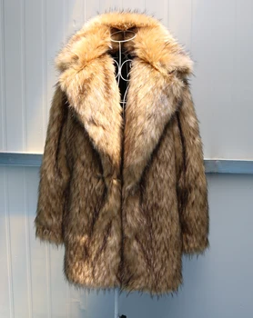 Jesenné a zimné nové pánske kožušinový kabát imitácia čistotné, dlhá srsť hrubé teplé klope umelé kožušiny oblečenie správa bunda