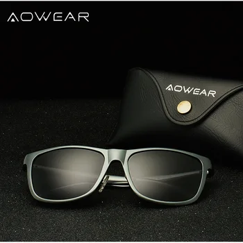 AOWEAR Luxusné Námestie Polarizované slnečné Okuliare Mužov Kvalitné Hliníkové Retro Okuliare, Anti-glare Jazdy Okuliare Slnečné Okuliare Lunette
