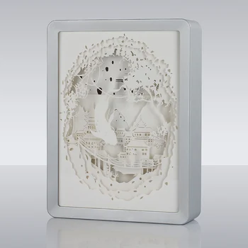 Nový Produkt Rez Papiera Led Nočné Svetlo Maľovanie 3D Tieň Box Rám Led Dieťa Noc Light Box Rám