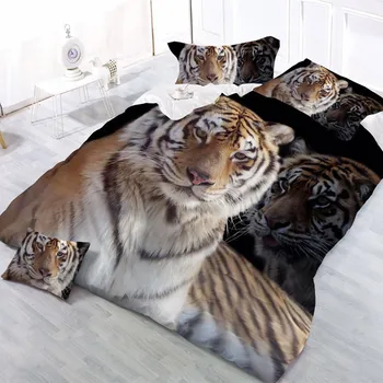 3D posteľná bielizeň sady mačka, tiger vytlačený 3d posteľná bielizeň white home posteľná bielizeň drop shipping darček obliečky 4pcs/set obliečka na vankúš plochý list