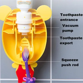 Praktické Silný Sací Bulík Legrační Karikatúra Kúpeľňa Domácnosti Kefka Držiteľ Deti Deti Automatický Dávkovač Zubná Pasta