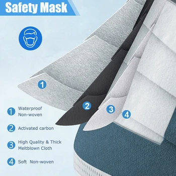 POWECOM 4 Vrstva Filter Úst Masku, Ochranné protiprachová Maska Na Tvár uhlím Masku, Jednorazové Hygienické Masky pre Dospelých Kryt