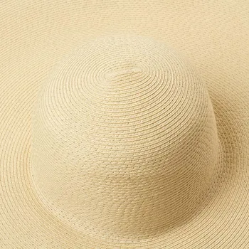 Móda 30 CM Široký Okraj Nadrozmerné Pláži Čiapky Pre Ženy 80 CM Veľký Slamený Klobúk Ochranu proti UV žiareniu v Lete Skladacia slnečník Klobúk