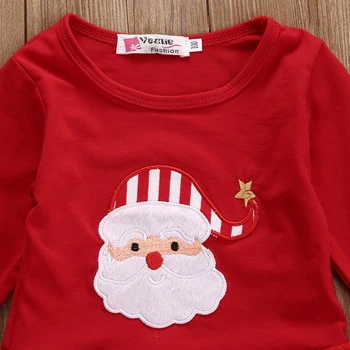 Emmababy Novonarodené Deti, Baby, Dievčatá Vianočné Oblečenie Tutu Dlhý Rukáv Červenej Farby Šaty, Topy+Nohavice Oblečenie Set