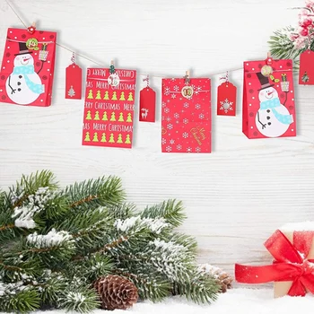 24 Darčekové Tašky Nastaviť, Kraft Papier, Tašky, Vyplňte, Vianočný Adventný Kalendár pre Sladkosti a Svadby