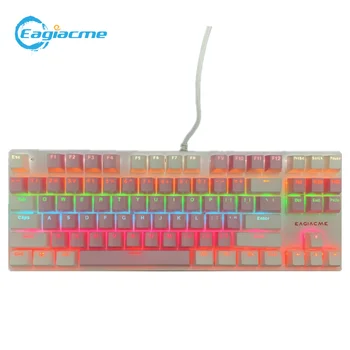 Eagiacme A400 Ružová Mechanical Gaming Keyboard LED Colorfule Podsvietenie USB, Drôtová Klávesnica Pre Hráčov, Hot Swap Modrá Prepínač