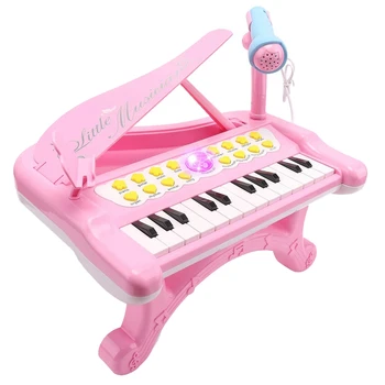 Batoľa Hračka Klavír Keyboard Ružová pre Dievčatá Darček k Narodeninám 1 2 3 4 Rokov, Deti 24 Kľúče, Multifunkčná Hračka Klavír