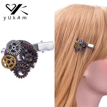 YUKAM Vintage Steampunk Gears Kovové sponky do Vlasov Dekorácie Barrettes Vlasové Ozdoby, sponky do vlasov pre Ženy, Dievčatá, Šperky, Doplnky
