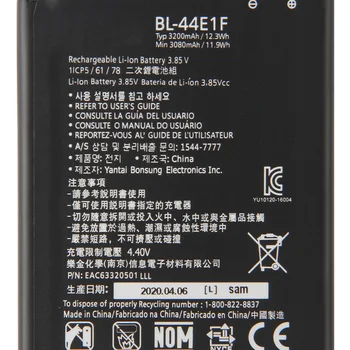 Originálne Náhradné Batérie BL-44E1F Pre LG V20 H990N F800 Autentické Telefón Batérie 3200mAh
