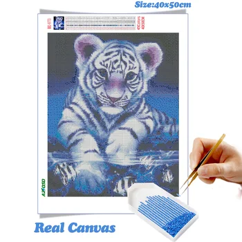 AZQSD Diamond Maľovanie Tiger Zvierat Ručné Diamond Výšivky Mozaiky 5d Diy Domova Darček Vyšívanie, Cross Stitch Súpravy