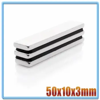 50pcs 50x10x2 50x10x3 50x10x5 50x10x10 mm Silné Silné Blok Námestie Magnet Plavidlá Model Vzácnych Zemín Neodýmu Trvalý Magnet
