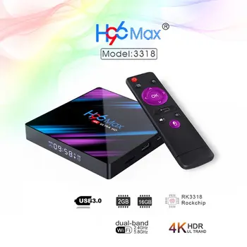 1Set H96 Max RK3318 Smart Android 9.0 TV Box 2.4 G/5G Quad-Core, WiFi, Bluetooth, Set-Top Box Ultra 3D Multimediálny Prehrávač Zariadenia