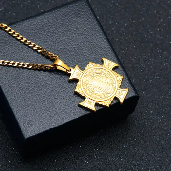 BLING KRÁĽ 316L Nerezovej Ocele Svätý Benedikt z Nursia Kríž Medaila Prívesok Hip Hop Šperky s 3 mm 24 inch Kubánskej Reťazca