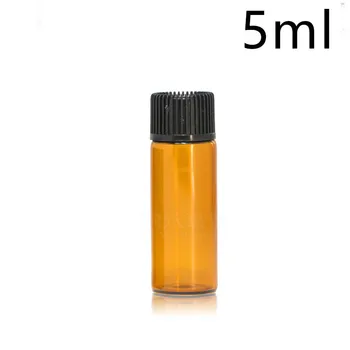 1 ml 2ml 3ml 5ml Mini Amber Sklo Esenciálny Olej, Fľaša S Čiernym Spp Hnedá Sklenená Fľaša Skúšobných Fľašiach 100ks