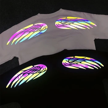 Bežné Reflexné Krídla T-shirt Grilfriend Nadrozmerná Lete Sexy Krátky Rukáv Cartoon Voľné Harajuku Tees Ženy Streetwear 2020