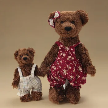 Matka a syn medveď teddy bear plyšové plyšové hračky s oblečením a vzlietnuť plyšové spoločné medvedík bábika pre deti narodeninám